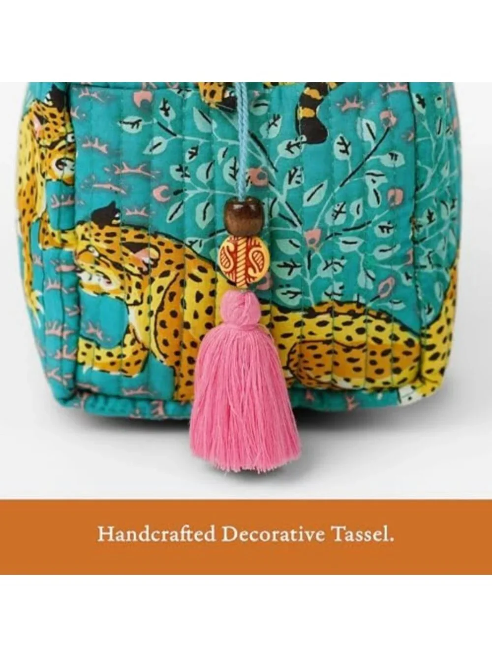 Set of 3 Quilted Makeup Bags - Waterproof Cotton Cosmetic Pouches, Travel